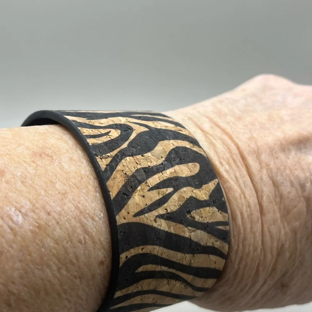 Zebra Print Cuff Cork Bracelet